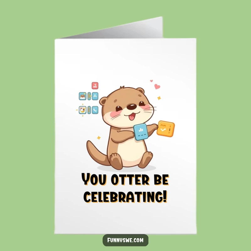 Free Printable Otter Congrats Card: Drag & Drop Success Humor Downloadable