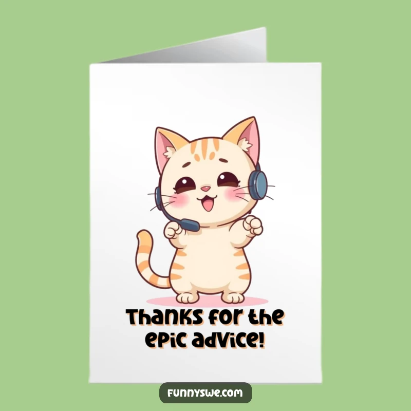 Free Printable Cat Gamer Thanks Card - Funny Downloadable Gift for Tech Support