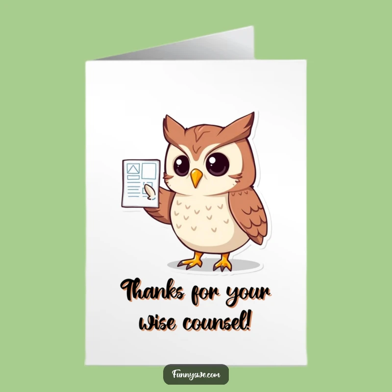 Free Printable Owl Design Thank You Card Funny Downloadable Gift