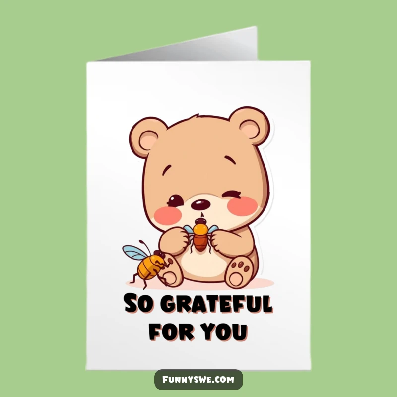 Free Printable Thank You Card: Bear Appreciates Help, Funny Digital Gift