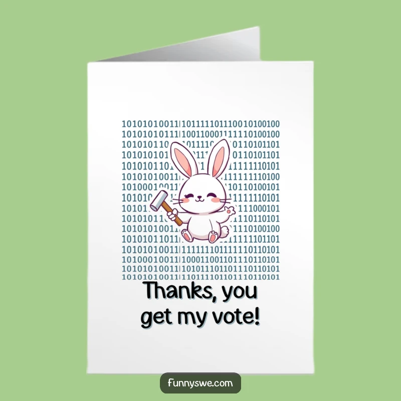 Free Printable Thank You Card: Bunny Coder Thanks Funny Downloadable Gift