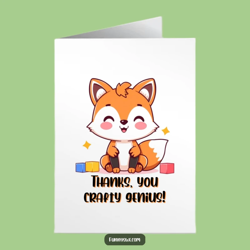Free Printable Thank You Card: Fox Builds Site, Fun Coder Gratitude, Downloadable Greeting
