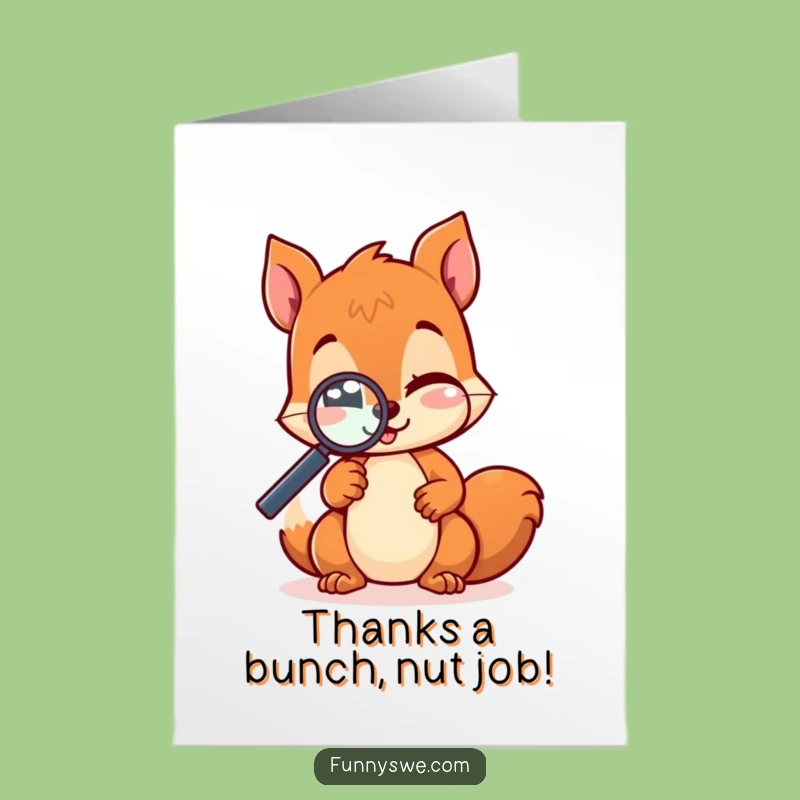Free Printable Thank You Card Kawaii Squirrel Website Tester Wink Funny Downloadable