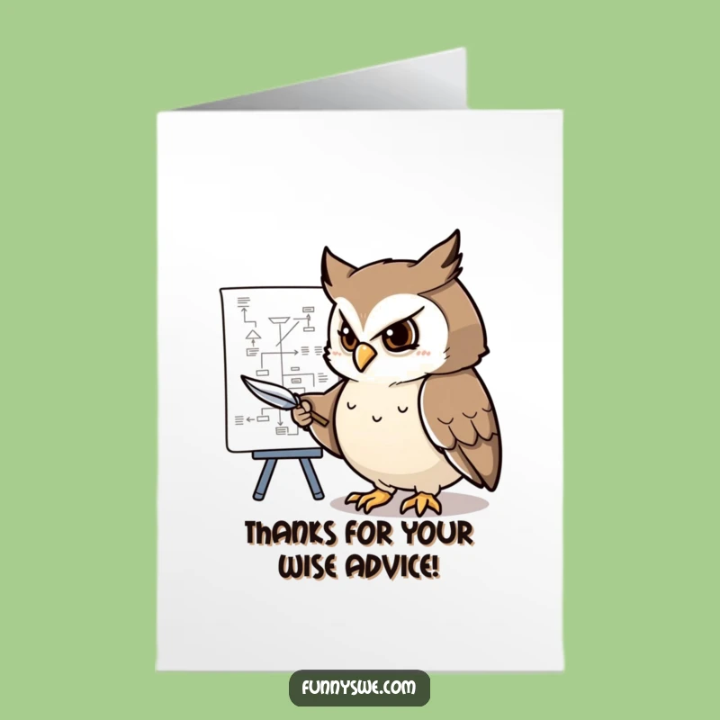 Free Printable Thank You Card: Owl Explains Flowchart, Comedic Downloadable for Guidance