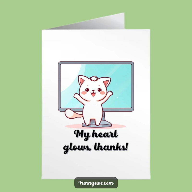 Free Printable Kawaii Gamer Thank You: Funny Dancing Monitor, Quirky Downloadable Gift