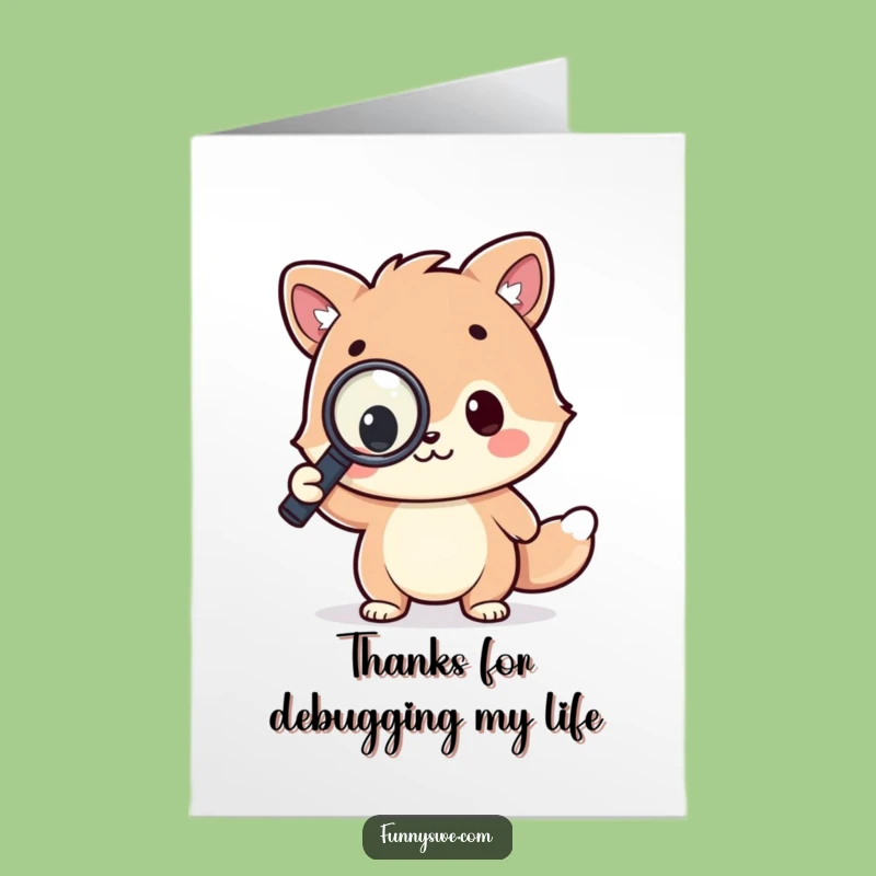 Free Printable Kawaii Coder Thank You: Funny Code Magnifier, Quirky Downloadable Gift