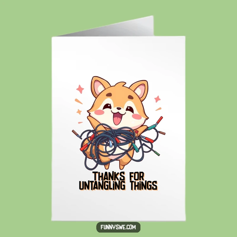 Free Printable Thank You Card: Energetic Wires Animal, Print at Home