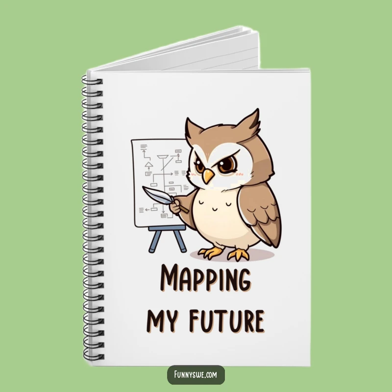 Funny Determined Owl Flowchart Notebook: Planner's Strategic Journal