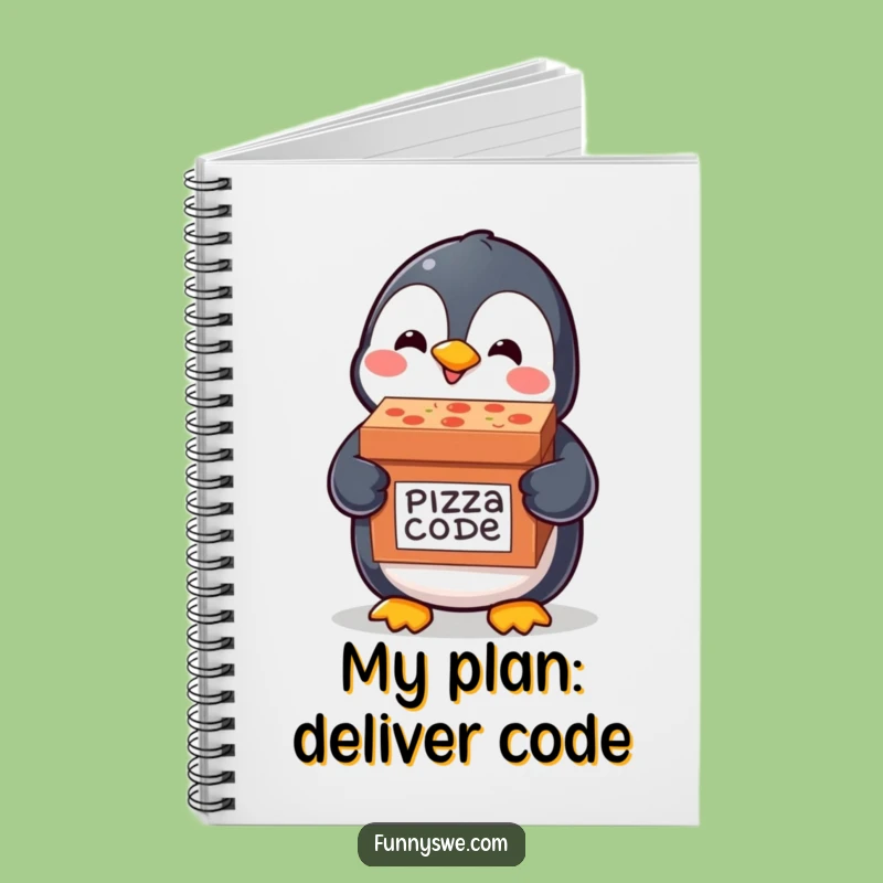 Funny Penguin Code Notebook: Pizza Delivery Penguin, Journal for Tech Ideas