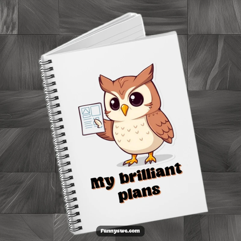 Funny Owl Website Blueprint Notebook: A clever owl points to a website plan, inspiring strategic thinking on this humorous notebook.