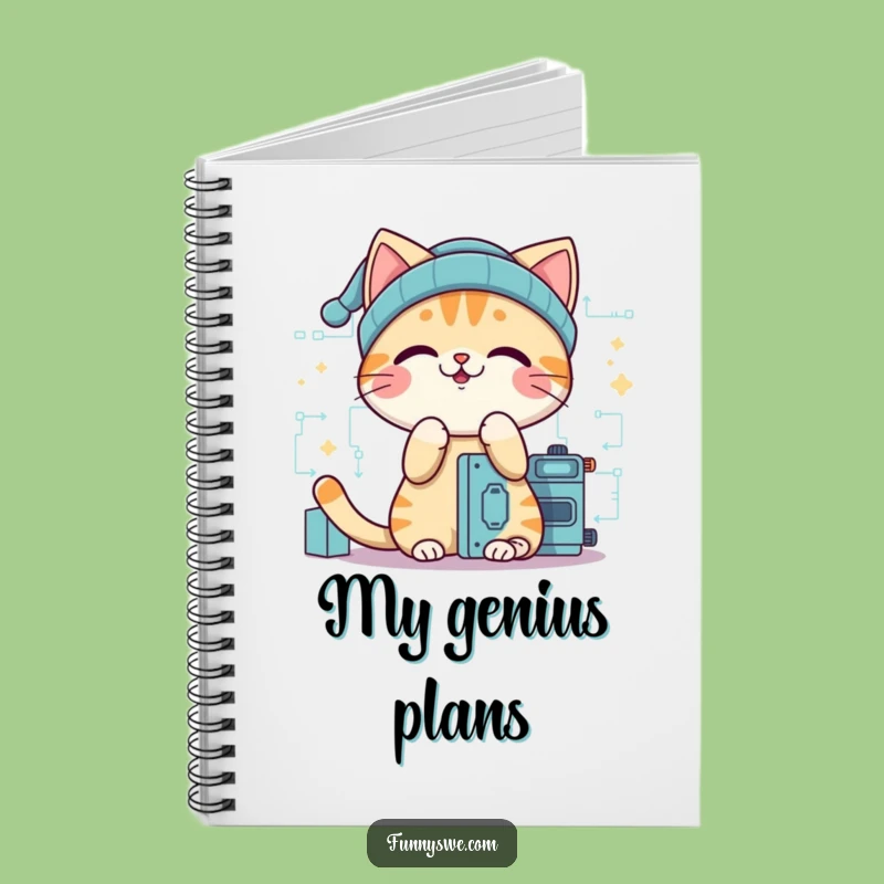 Funny Cat Programmer Notebook - Giggling Coder Beanie Journal