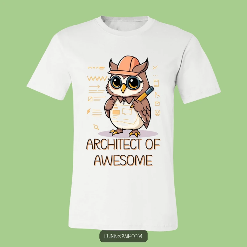 Funny Kawaii Owl Architect T-Shirt: Creative Apparel for Designers