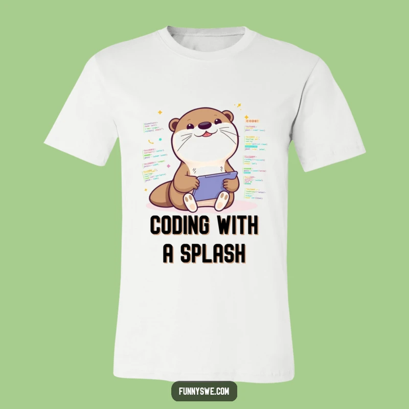 Kawaii Otter Coder T-Shirt - Fun Coding Apparel for Enthusiasts!