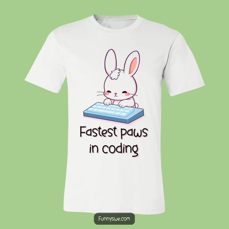 Funny Rabbit Coding T-Shirt: A Cute Rabbit Typing on a Glowing Keyboard, Perfect Gift