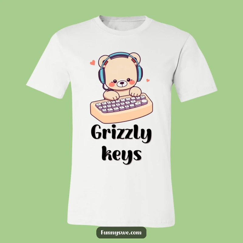 Funny Bear Typing T-Shirt: Humorous Tech Wear for Gamers