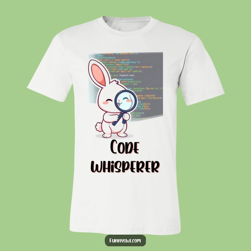 Funny Debugging Rabbit T-Shirt: Cheerful Coder Apparel for Laughs