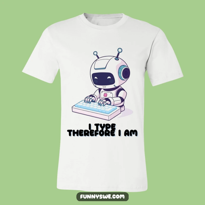 Funny Kawaii Robot Typing T-Shirt - Hilarious Gift for Tech Enthusiasts!