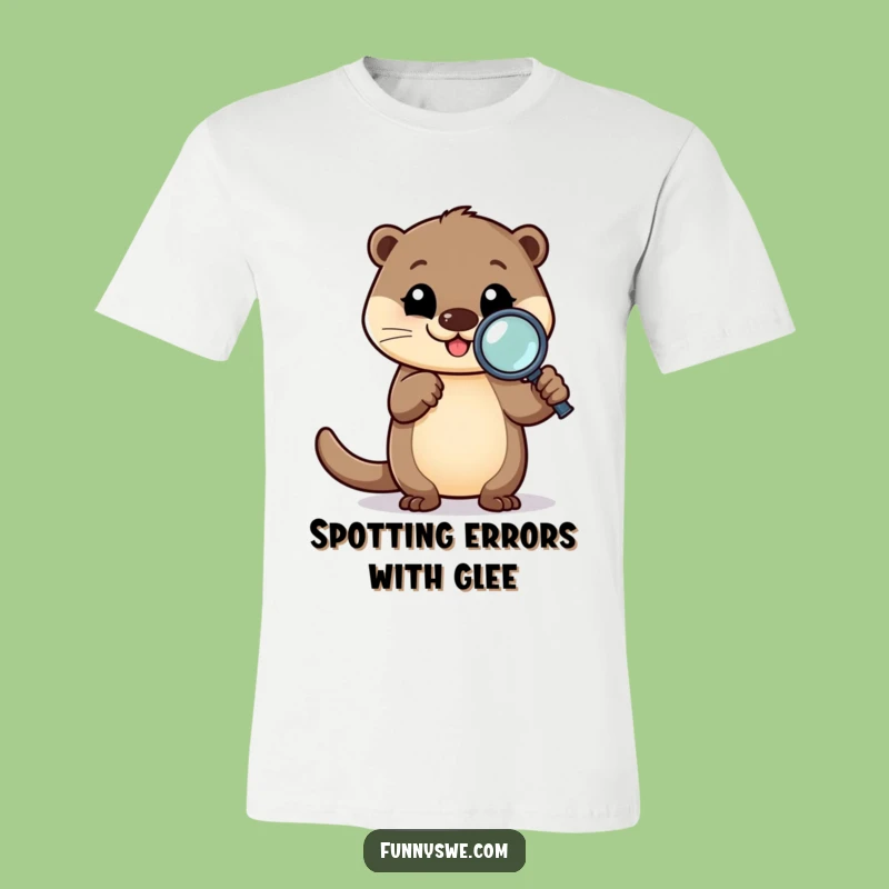 Funny Otter Debugging T-Shirt: Happy Otter Finds Code Flaws, Great Tech Gift