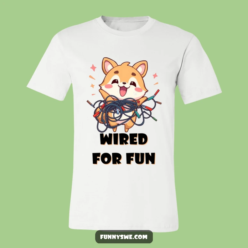 Funny Energetic Animal Wires T-Shirt - Embrace the Tech Mess