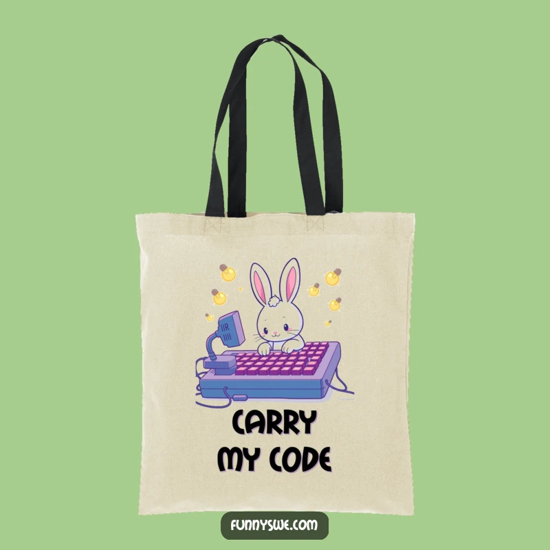 Kawaii Rabbit Coder Tote - Carry Your Tech Style with Humor!