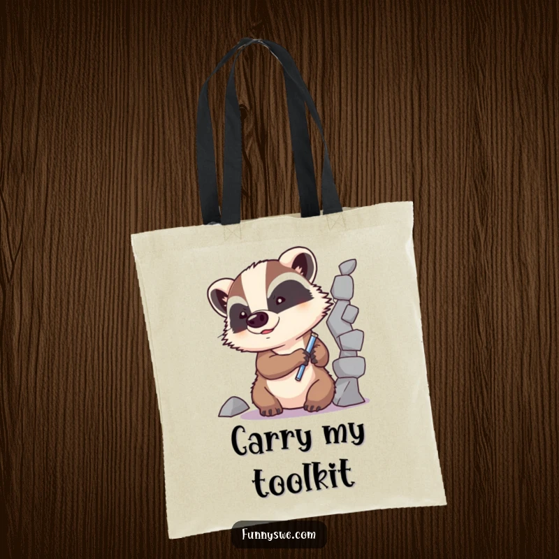 Funny Badger Code Fixer Tote Bag: A determined badger character repairs a broken code element, making this bag a humorous and functional accessory.