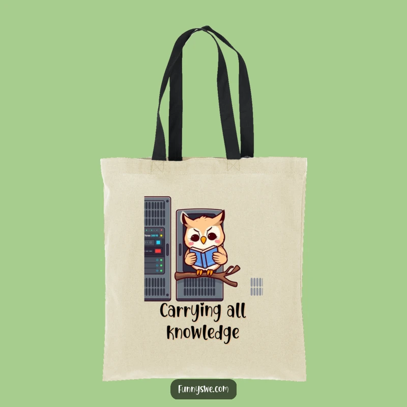 Funny Owl Server Tote Bag: Kawaii Owl Tech Humor, Whimsical Accessory for Daily Errands