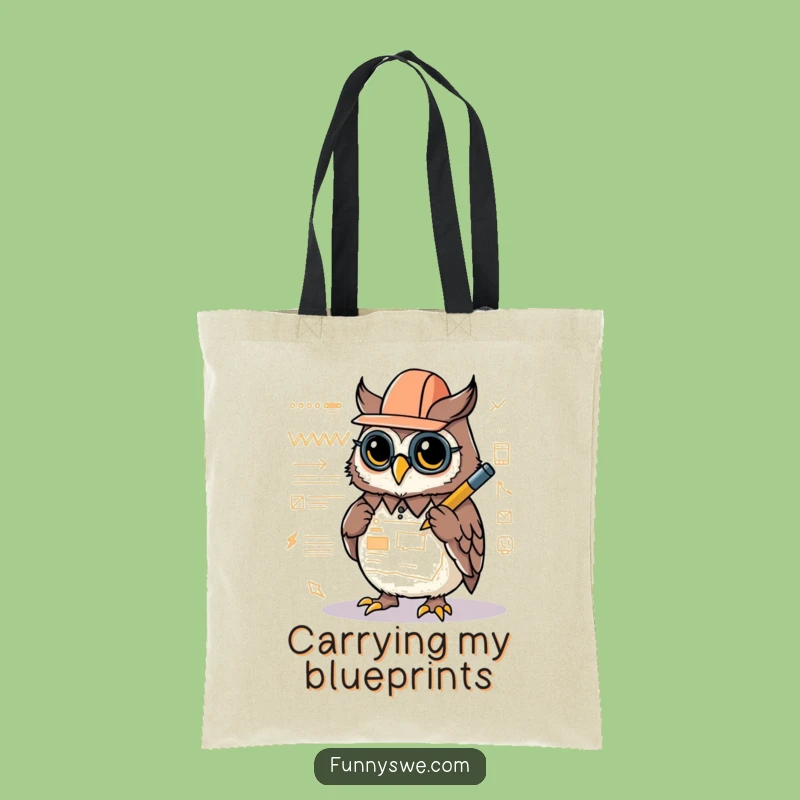 Funny Kawaii Owl Architect Tote Bag: Carry Your Creative Vision