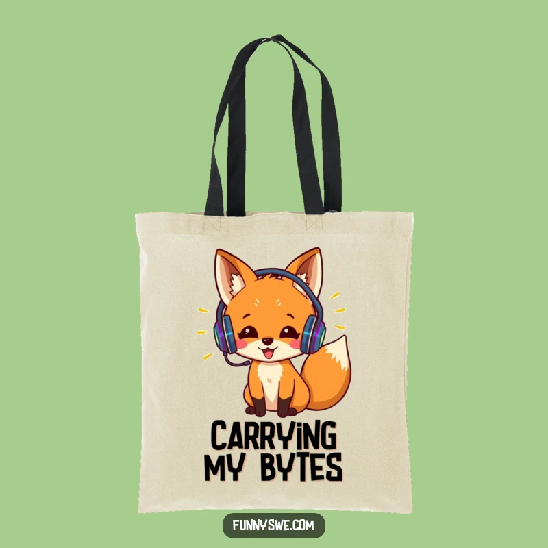 Funny Fox Coder Tote Bag: Carry Your Code & Beats - Hilarious Tech Gift!