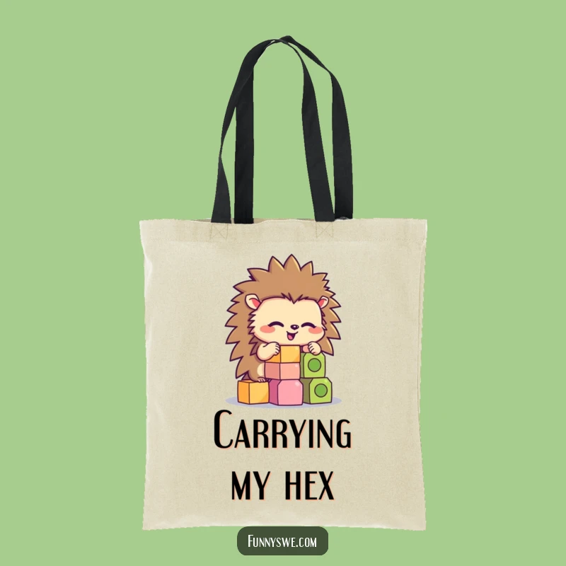 Funny Hedgehog Coder Tote Bag: Carry Your Tech Gear with Giggles