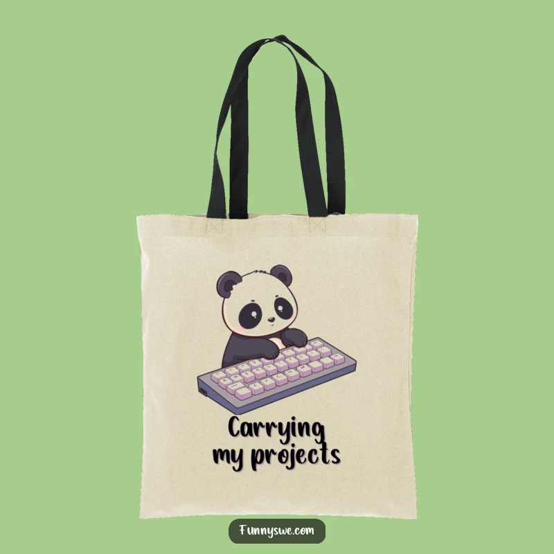 Funny Panda Typist Tote Bag: Carry Your Tech Gear - Hilarious Tech Gift!