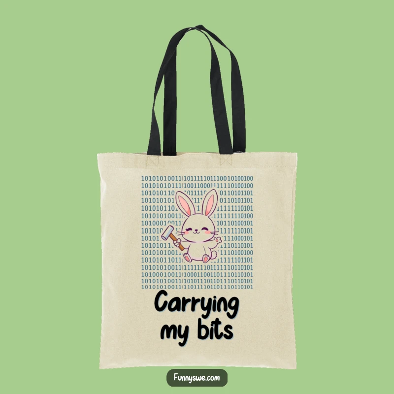 Funny Bunny Binary Code Tote Bag - Carry Your Code Creatively!