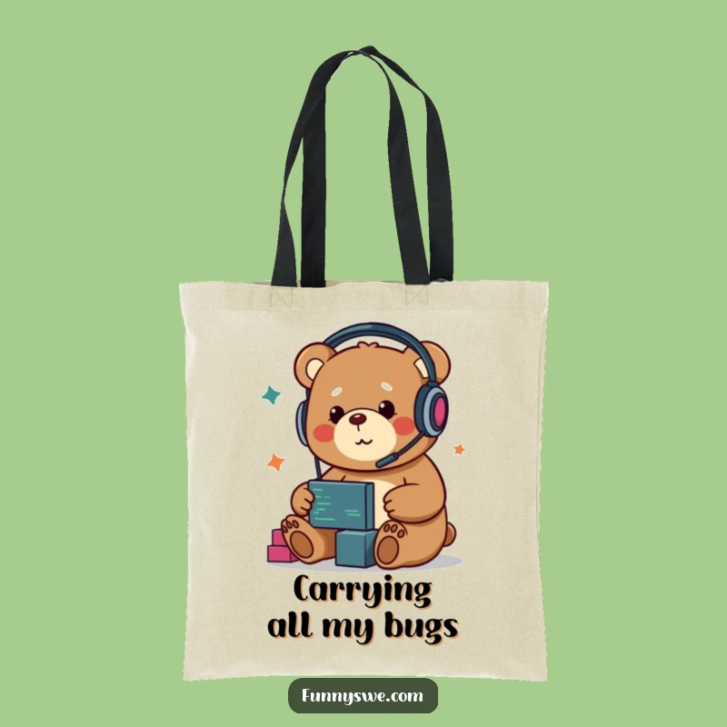 Funny Kawaii Bear Developer Tote Bag: Carry Your Code in Style!
