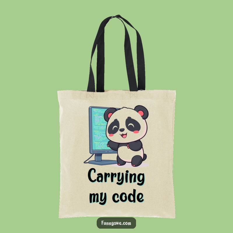 Funny Kawaii Panda Coding Tote Bag: Carry Your Tech Gear in Style