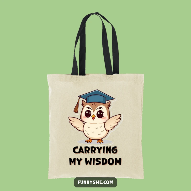 Funny Owl Graduation Tote Bag: Carry Your Knowledge with Feline Flair, Adorable Funny Gift
