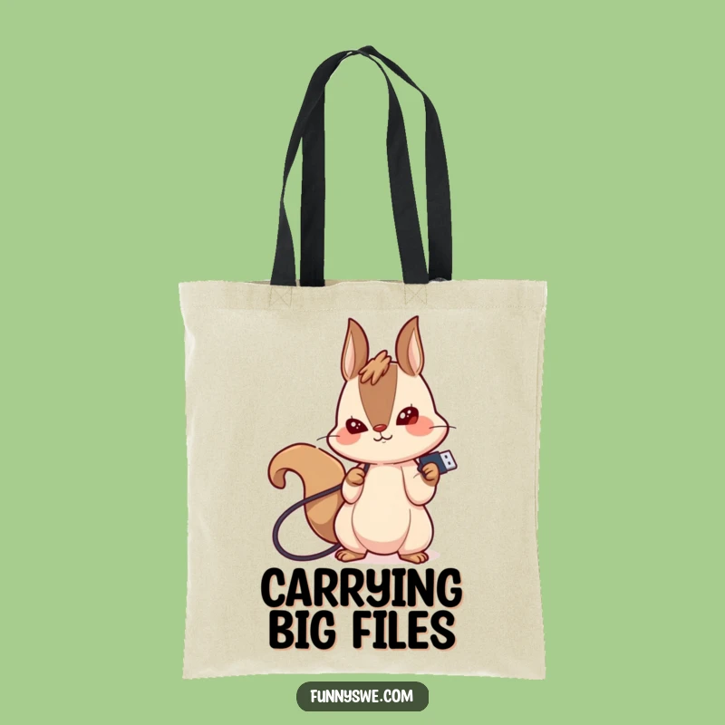 Funny Squirrel USB Tote Bag: Kawaii Tech Humor, Whimsical Accessory for Daily Use